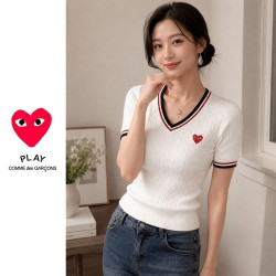 COMME DES GARCONS 꼼데가르송 브이배색 꽈배기 로고니트 3COLOR