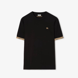 BURBERRY 버버리 체크 트리밍 반팔 티셔츠