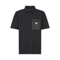 PRADA 프라다 리나일론 디테일 스트레치 코튼 폴로 셔츠
