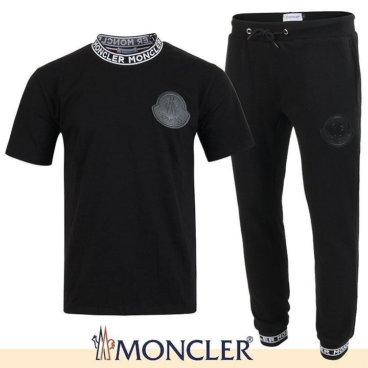 MONCLER 몽클레어 빅 레더 로고 반팔 & 긴바지 셋업