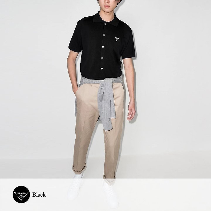 PRADA 프라다 밀라노 엠브로이더리 니트 반팔 가디건