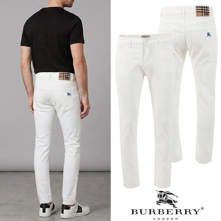 BURBERRY 버버리 노바체크 블루기사 화이트 슬림진