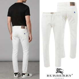 BURBERRY 버버리 노바체크 블루기사 화이트 슬림진