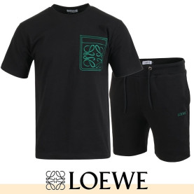 LOEWE 로에베 그린 자수 반팔 & 반바지 셋업