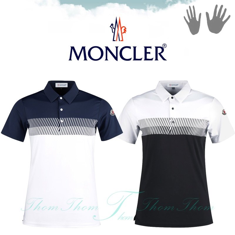 MONCLER 몽클레어 가슴 사선 라인 카라 반팔