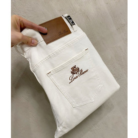 LOROPIANA 로로피아나 브라운탭 화이트 데님 팬츠