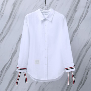 THOM BROWNE 톰브라운 010 우먼 RWB 리본 커프스 옥스포드 셔츠