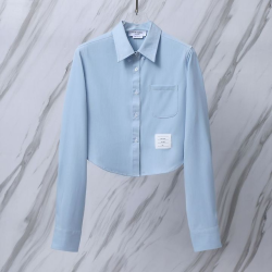 THOM BROWNE 톰브라운 020 우먼 클래식 코튼 옥스포드 크롭 셔츠