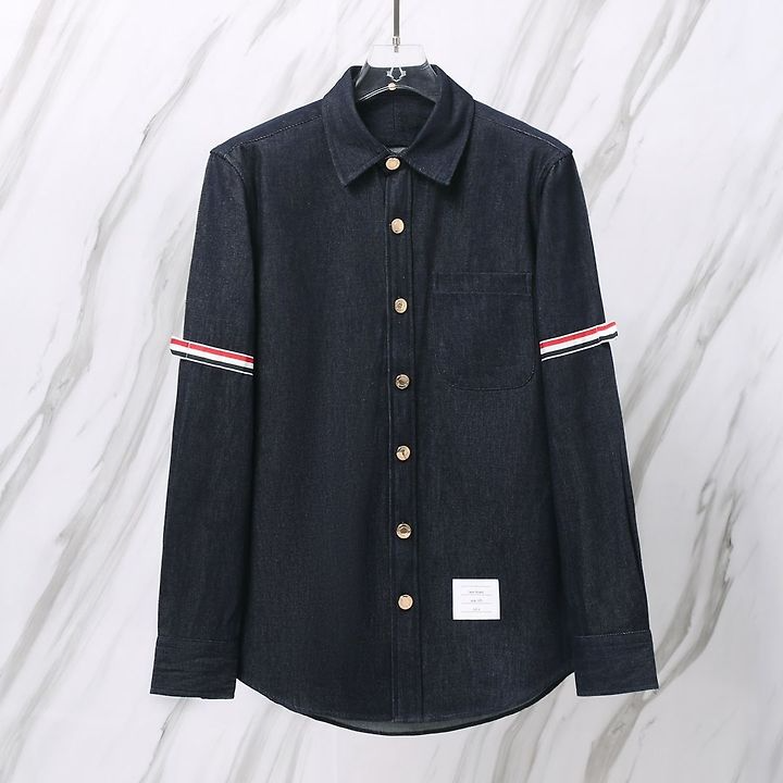 THOM BROWNE 톰브라운 003 RWB 암밴드 생지 데님 셔츠 자켓