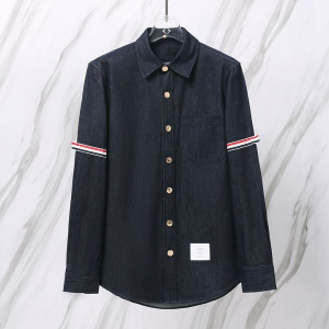 THOM BROWNE 톰브라운 003 RWB 암밴드 생지 데님 셔츠 자켓