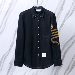 THOM BROWNE 톰브라운 520 스네이크 사선 데님 셔츠