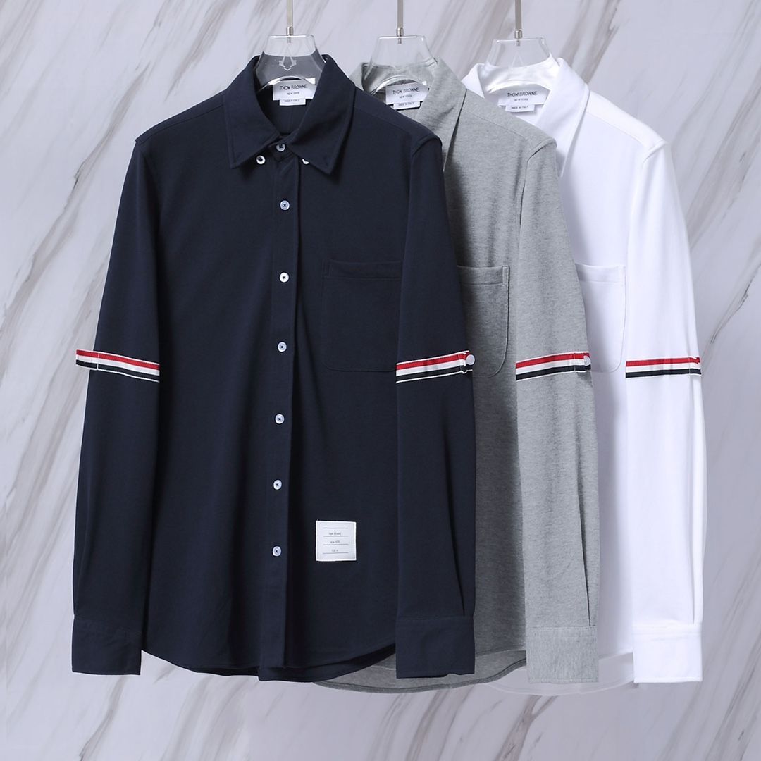 THOM BROWNE 톰브라운 711 RWB 암밴드 PK 코튼 셔츠