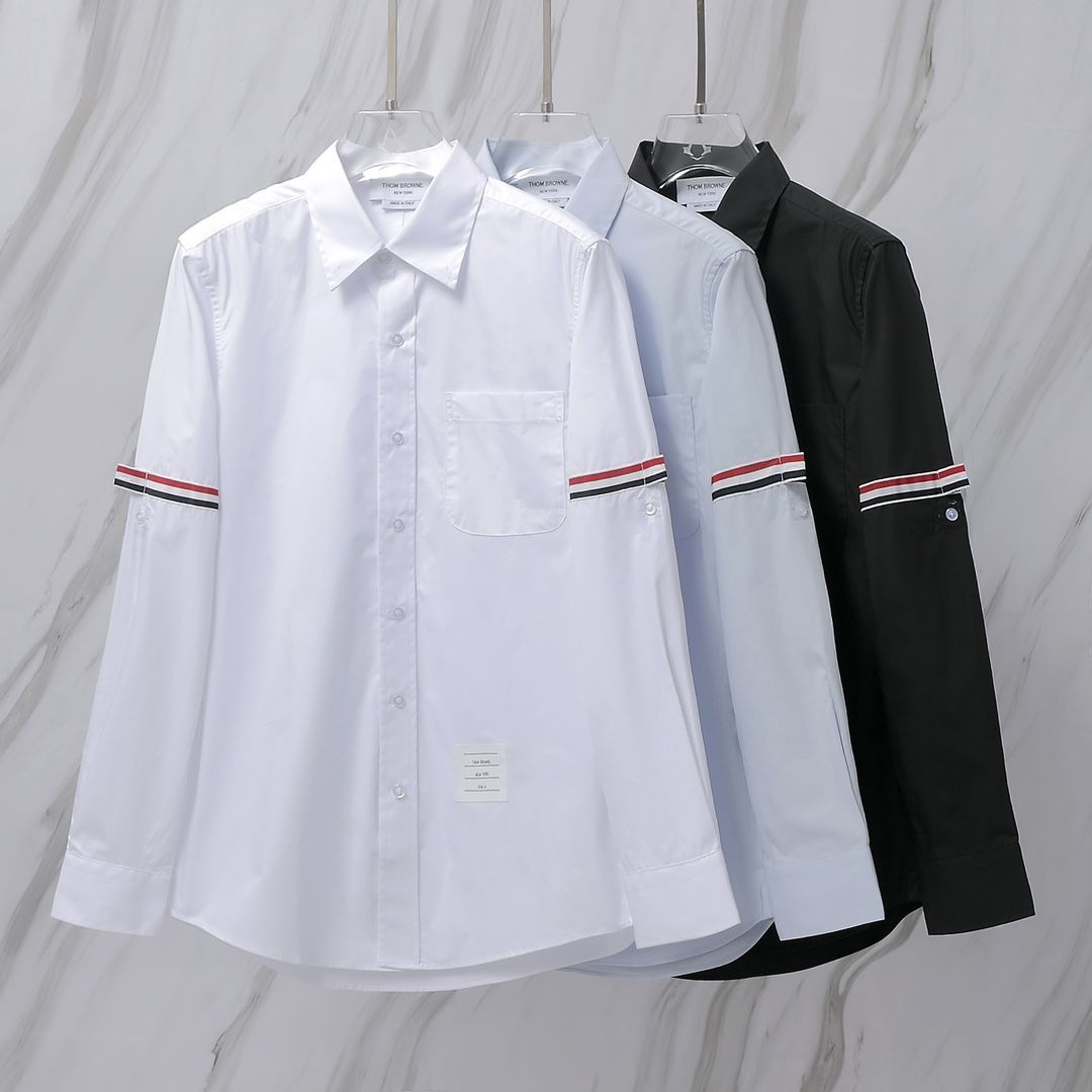 THOM BROWNE 톰브라운 811 RWB 암밴드 포플린 코튼 셔츠