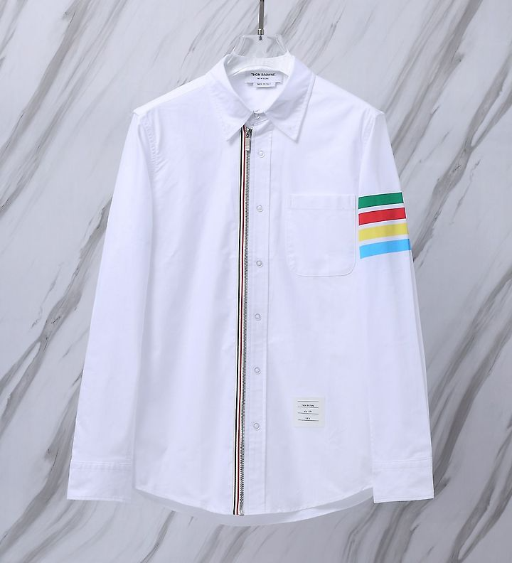 THOM BROWNE 톰브라운 987 멀티 컬러 사선 RWB 지퍼 옥스포드 셔츠