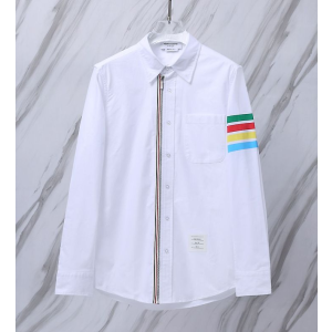 THOM BROWNE 톰브라운 987 멀티 컬러 사선 RWB 지퍼 옥스포드 셔츠