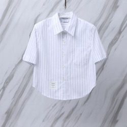 THOM BROWNE 톰브라운 019 우먼 스트라이프 크롭 반팔 셔츠