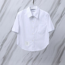 THOM BROWNE 톰브라운 019 우먼 스트라이프 크롭 반팔 셔츠