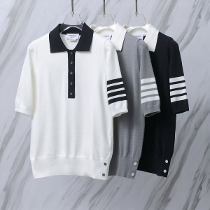 THOM BROWNE 톰브라운  030 우먼 헥터 사선 폴로 니트 반팔