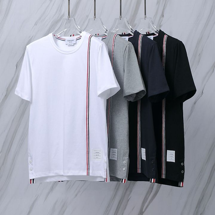 THOM BROWNE 톰브라운 017 RWB 센터 오프 라인 코튼 반팔