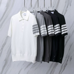 THOM BROWNE 톰브라운 026 사선 클래식 폴로 니트 반팔