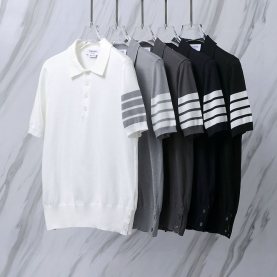 THOM BROWNE 톰브라운 026 사선 클래식 폴로 니트 반팔