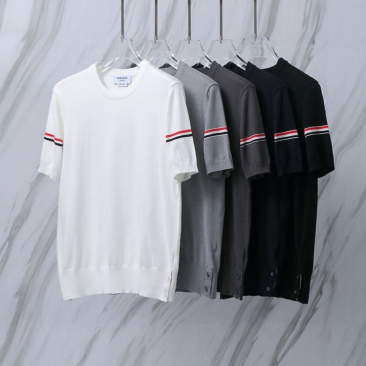 THOM BROWNE 톰브라운 028 RWB 암밴드 니트 반팔