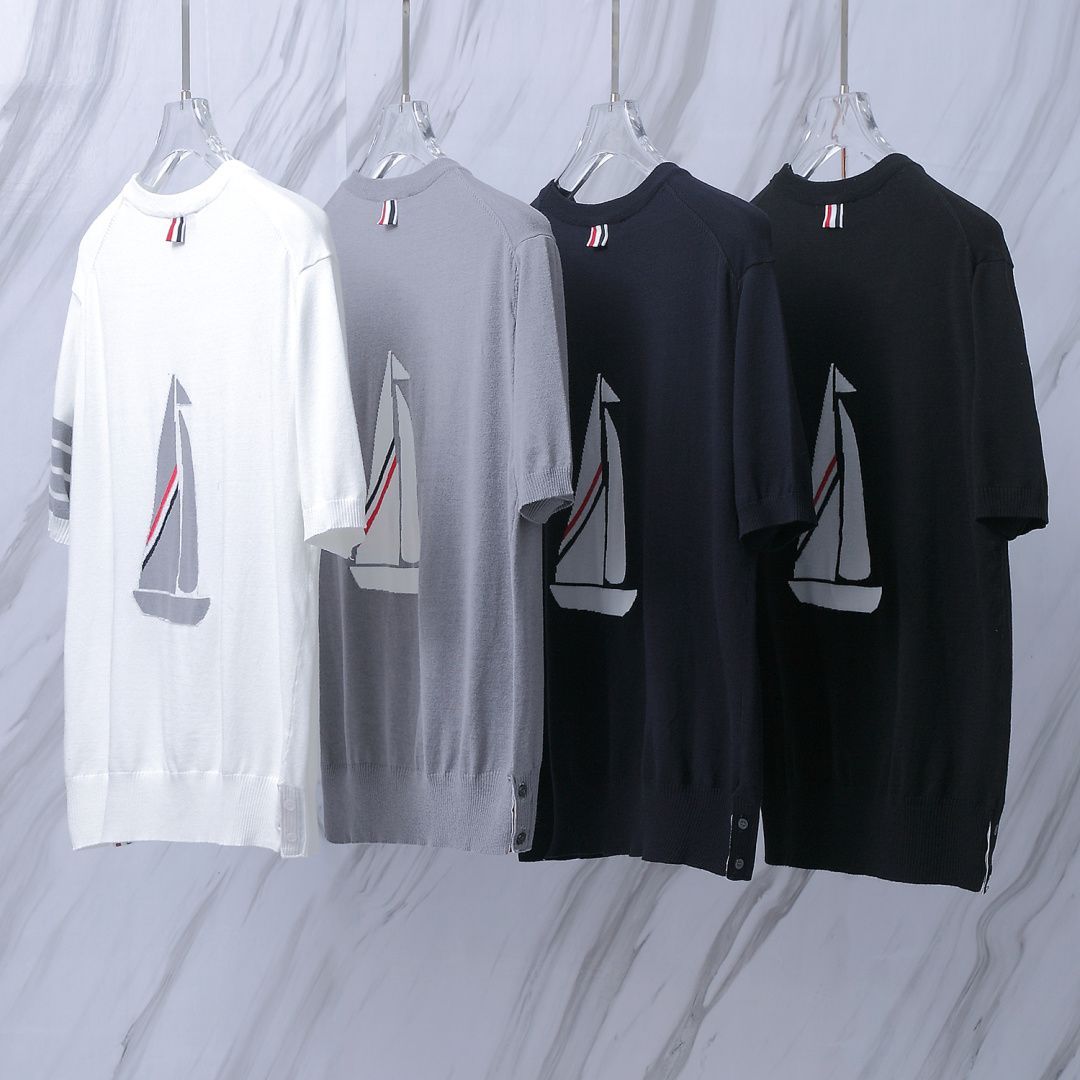 THOM BROWNE 톰브라운 031 요트 사선 니트 반팔
