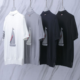 THOM BROWNE 톰브라운 032 요트 사선 폴로 니트 반팔