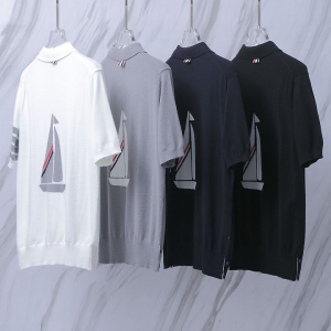 THOM BROWNE 톰브라운 032 요트 사선 폴로 니트 반팔