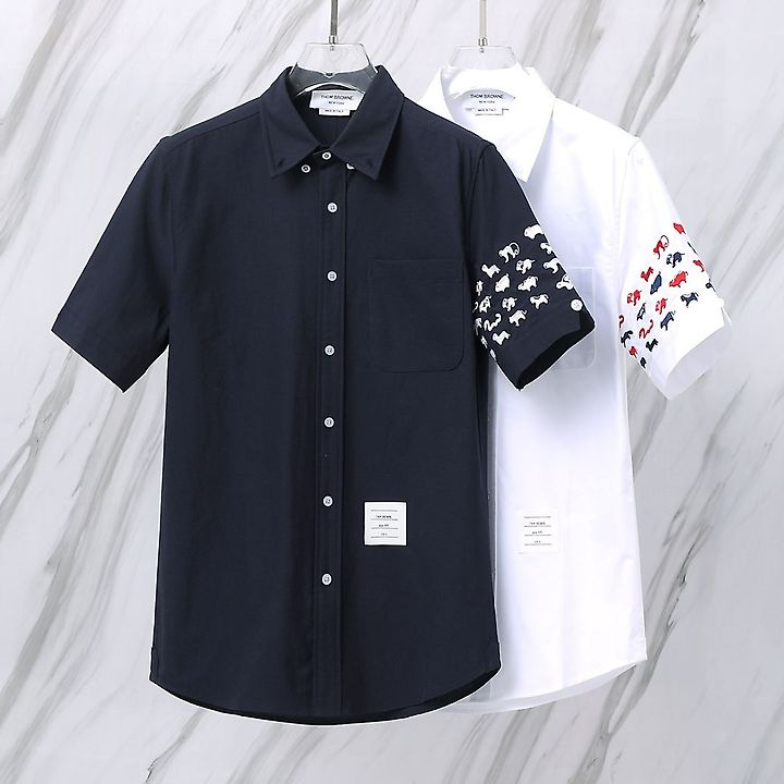 THOM BROWNE 톰브라운 039 애니멀 사선 옥스포드 반팔 셔츠