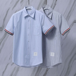 THOM BROWNE 톰브라운 082 RWB 커프스 스트라이프 옥스포드 반팔 셔츠
