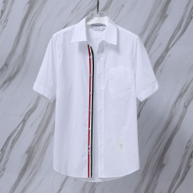 THOM BROWNE 톰브라운 083 RWB 히든 포플린 코튼 반팔 셔츠