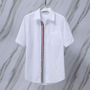 THOM BROWNE 톰브라운 083 RWB 히든 포플린 코튼 반팔 셔츠