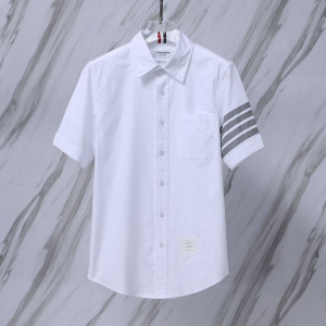 THOM BROWNE 톰브라운 090 사선 옥스포드 반팔 셔츠