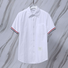 THOM BROWNE 톰브라운 092 RWB 커프스 옥스포드 반팔 셔츠