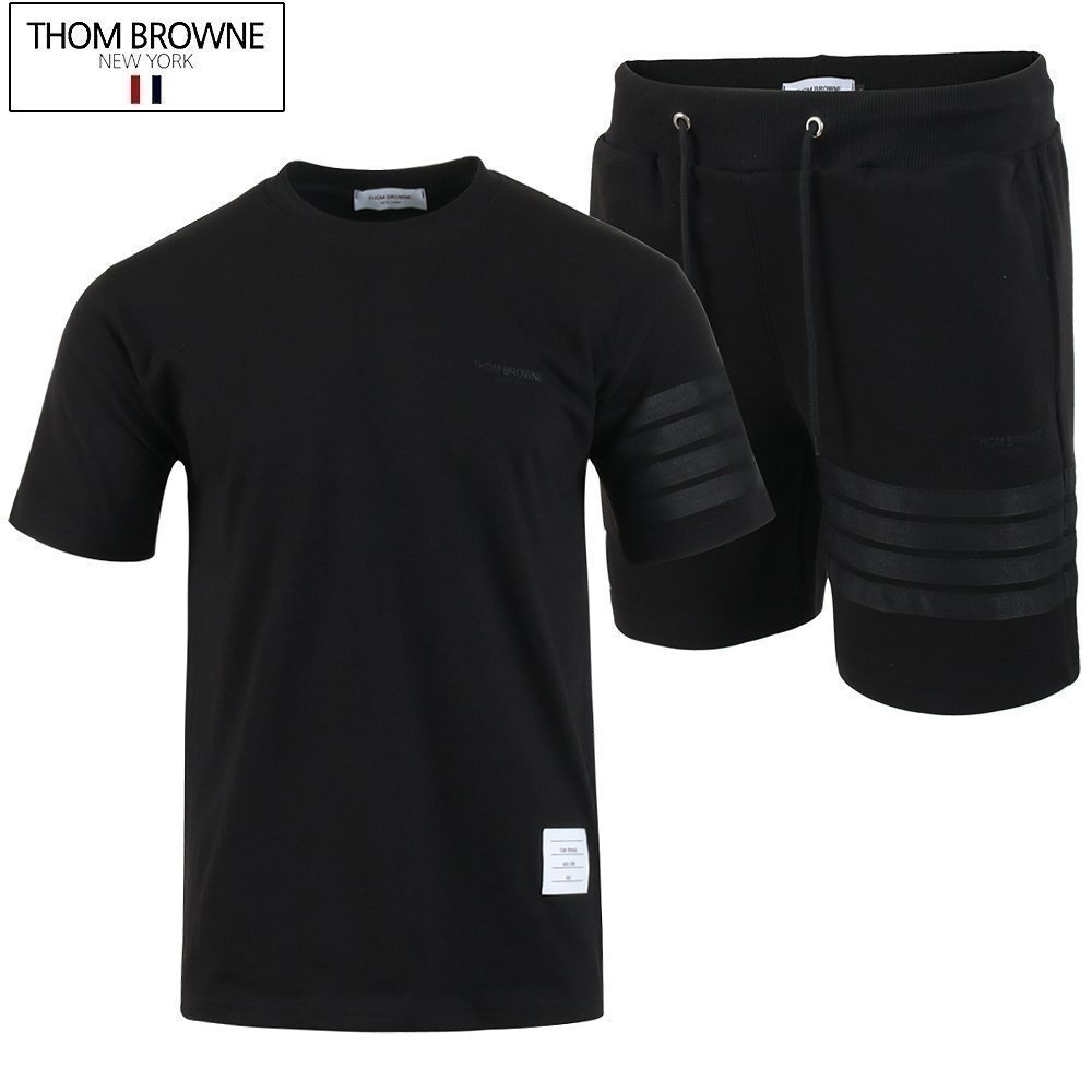THOM BROWNE 톰브라운 블랙 4바 반팔 & 반바지 셋업