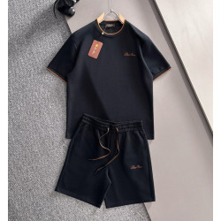 LOROPIANA 로로피아나 자수 로고 반팔 & 반바지 세트 2COLOR