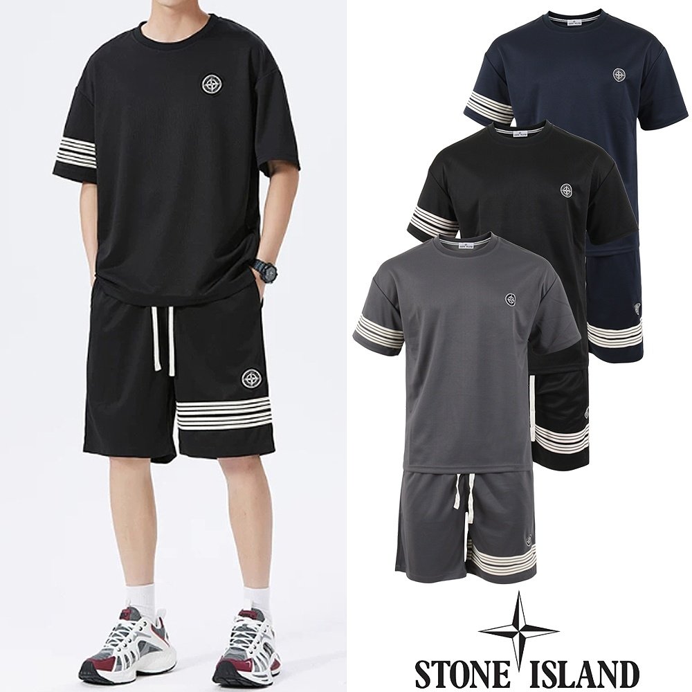 STONE ISLAND 스톤아일랜드 컴파스 써클 자수 하프 셋업