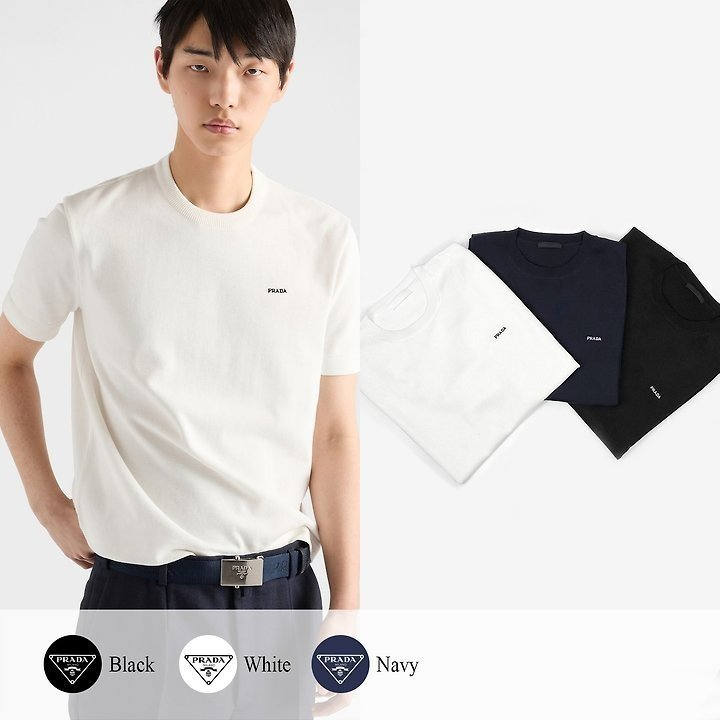 PRADA 프라다 레터링 로고 반팔 니트