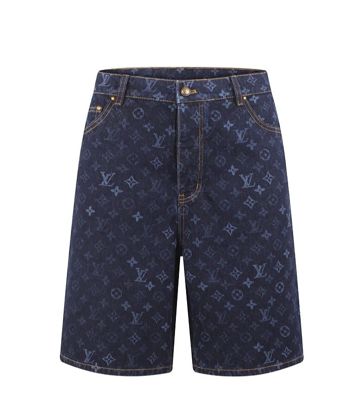 LOUIS VUITTON 루이비통 607138 다미에 3D 라이트 데님 반팔 셔츠