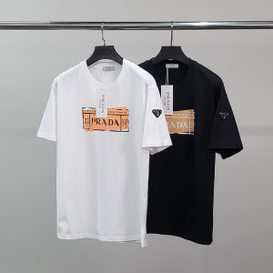 PRADA 프라다 가슴페인트 코튼 반팔티