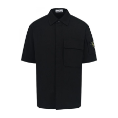 STONE ISLAND 스톤아일랜드 607035 스트레치 오가닉 코튼 트윌 반팔 셔츠