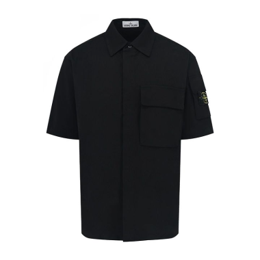 STONE ISLAND 스톤아일랜드 607035 스트레치 오가닉 코튼 트윌 반팔 셔츠