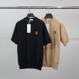 GIVENCHY 지방시 레더탭 부클 라운드 반팔 니트