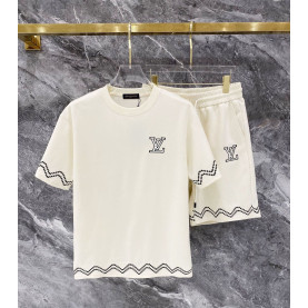 LOUIS VUITTON 루이비통 607110 시그니처 로고 웨이브 스티치 반팔&반바지 세트 3COLOR