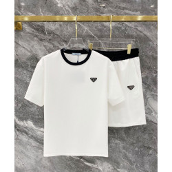 PRADA 프라다 607106 메탈 플레이트 배색 링거 반팔&반바지 세트