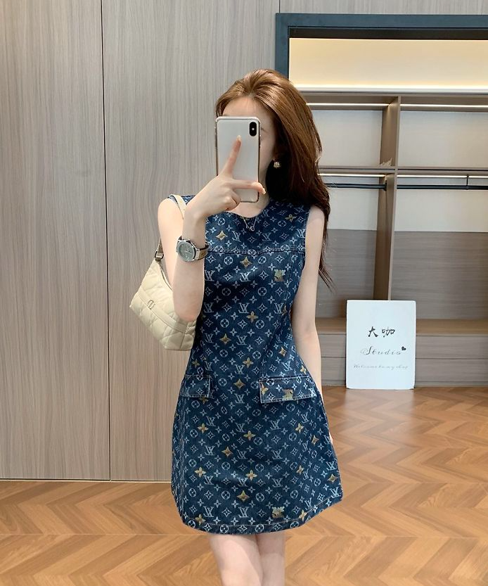 LOUIS VUITTON 루이비통 1025 모노그램 인디고 데님 원피스