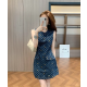 LOUIS VUITTON 루이비통 1025 모노그램 인디고 데님 원피스
