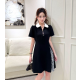 LOUIS VUITTON 루이비통 1042 배색 지퍼 플리츠 원피스