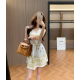 VERSACE 베르사체 1067 세이프티 핀 골드 체인 자카드 로고 원피스 2COLOR